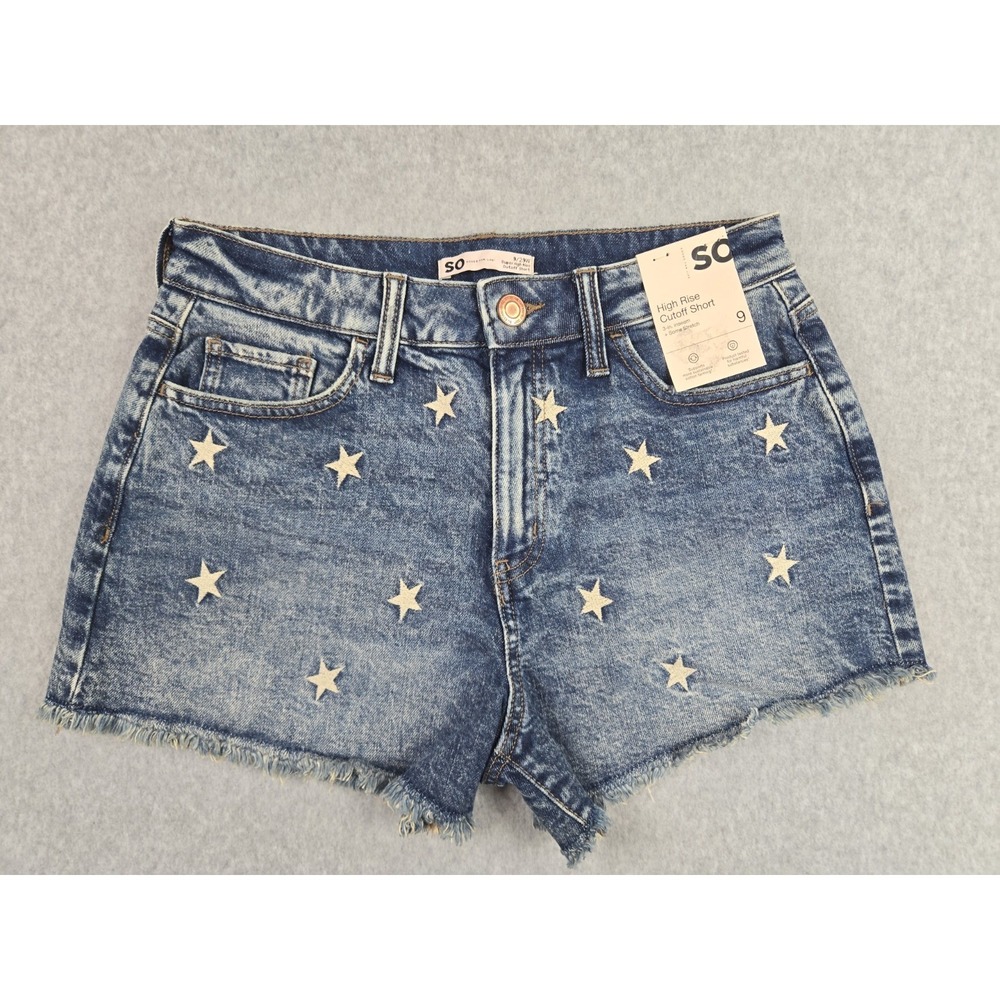 So Jean Shorts‎ Womens Size 9 Junior Denim High Rise Cut Off w/Stars Denim NEW